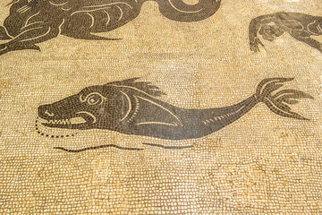 Ancient mosaic depicting a fish