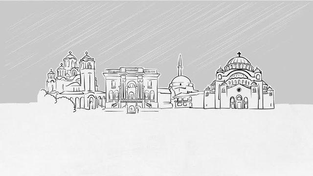 Belgrade Panorama Sketch Selfdrawing Lines