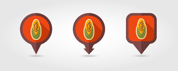 Corncob flat vector pin map icon