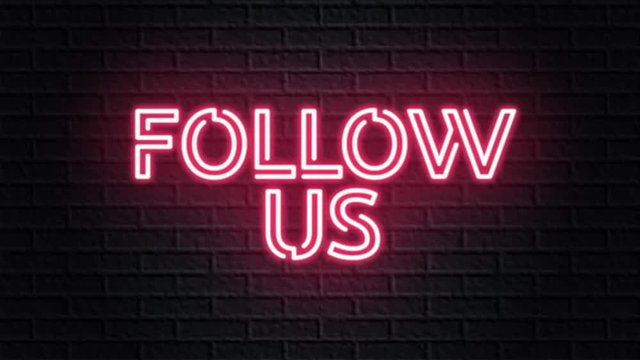 red neon video animation follow us