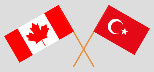 Crossed flags of Turkey and Canada