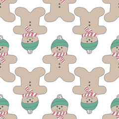 Vector gingerbread man seamless pattern background. Perfect for fabric, scrapbooking, wallpaper projects.