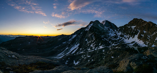 South tyrol mountain region at sunrise