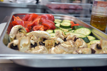 chopped vegetables before cooking on the grill