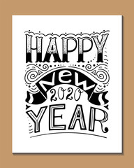 Obraz premium Vintage Happy New Year lettering illustration. Happy New Year retro postcard. Quote isolated on background.
