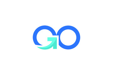 typography of GO with arrow sign on letter G ready to use