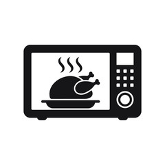 Microwave oven sign icon. Roast chicken. Kitchen electric stove symbol.