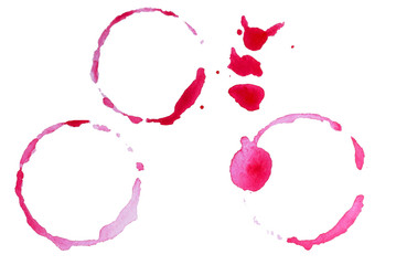 Hand painted Watercolor cup stamp texture isolated on a white background. Abstract shape in pink color. Perfect for decor, design, textile, menu