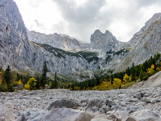 View of german valley hoellental in autumn