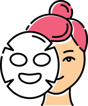 woman applying face mask, pink hair clip art preview