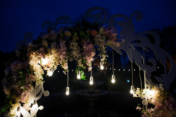 abstract blur lamp decoration garden at night