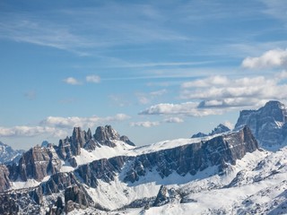 Snowy ski resort in south tyril dolomites