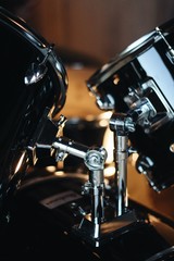 Drums on stage with background lights