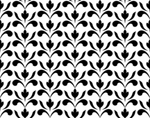 Flower geometric pattern. Seamless vector background. White and black ornament