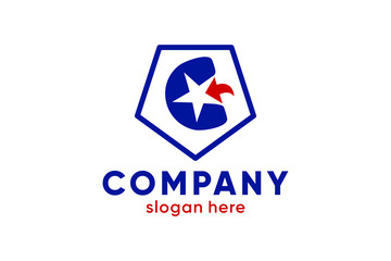 letter C with star and arrow concept for logo company ready to use