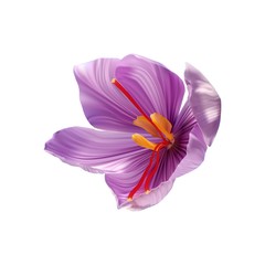 Saffron flower Bud open close-up. Seasoning expensive saffron - 300751992