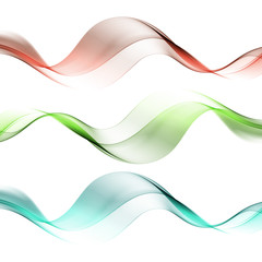  Set of wavy multi-colored wavy waves on a white background.