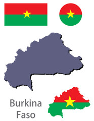 country  Burkina Faso silhouette and flag vector