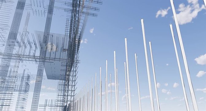 BIM model of reinforcement frame of the building