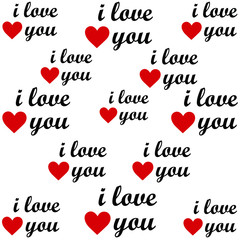 I love you, red heart, vector illustration