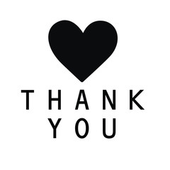 Thank you, black heart, vector illustration
