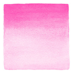 Pink square watercolor texture with parallel stains and uneven edges. Valentines, Women Day hot pink, rose watercolour gradient background. Hand drawn abstract aquarelle fill, frame, text template