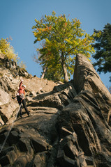 Hike along the railway to get to the small climbing area 