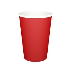 Red paper cup isolated on white background. 3d illustration.