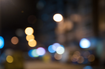 Urban bokeh, unfocused night landscape