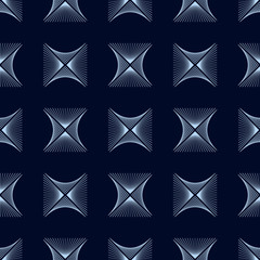 Abstract blue rhombus wave lines background texture in geometric ornamental style. Seamless design