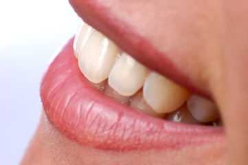 Perfect natural smiled lips makeup close-up