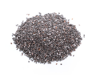 Chia seeds isolated on white background.