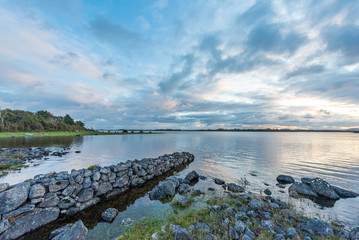 ireland landscape with lake and sky