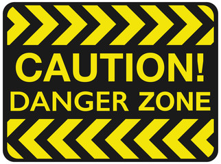 Warning yellow sign with black rectangular lines. Abstract backdrop with diagonal black and yellow strips. Danger zone