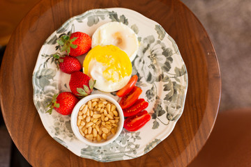 Eggs and Strawberries Breakfast Plate