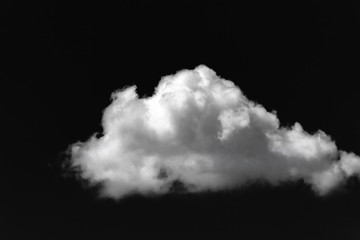 White cloud isolated on a black background realistic cloud.