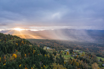 sunset over mountains