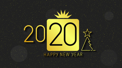Naklejka premium Happy New Year 2020 Logo Text Design. Cover Of Business Diary For 2020 With Wishes. Brochure Design Template, Card, Banner. Vector