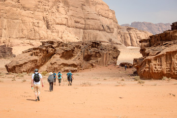 Walking and hiking tours in the Wadi Rum desert, Jordan