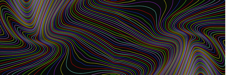 Abstract Iridescent Geometric Pattern with Waves. Colorful Striped Texture.