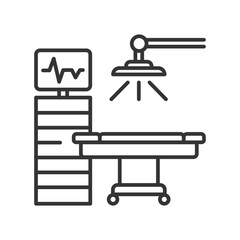 Operating hospital room and equipment line color icon. Surgical emergency. Sign for web page, mobile app, button, logo.