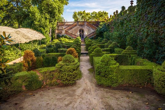 neoclassical landscaped garden grounds at Parc del Laberint d'Horta in Barcelona