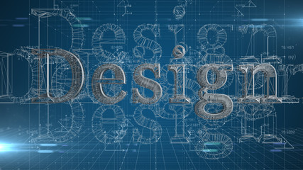 Blueprint design title animation modern design concepts of tech and innovation - 3D title Illustration Render