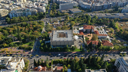 Aerial drone photo of war museum building in the heart of Athens, Attica, Greece