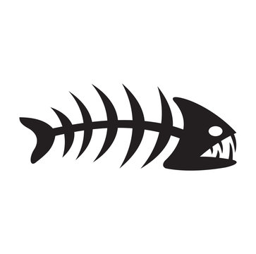 Fish bone piranha icon black vector