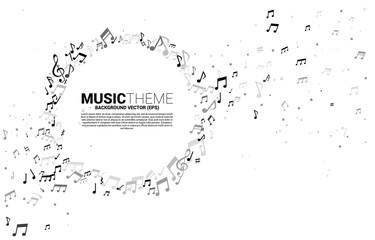 Vector template banner and poster music melody note dancing flow . Concept background for song and concert theme. © Panithan