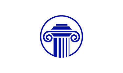 Elegant Blue Ionic Column Logo Timeless Symbol of Strength Wisdom and Enduring Legacy