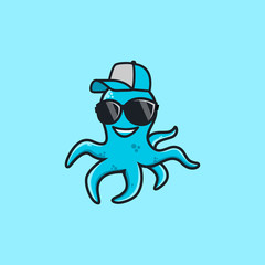 octopus hat logo vector character