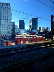Fototapeta premium View of Downtown Montreal from the Train