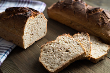 tasty bread baked at home, healthy homemade bread, bio ingredients